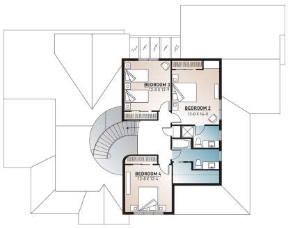 Second Floor for House Plan #034-00016