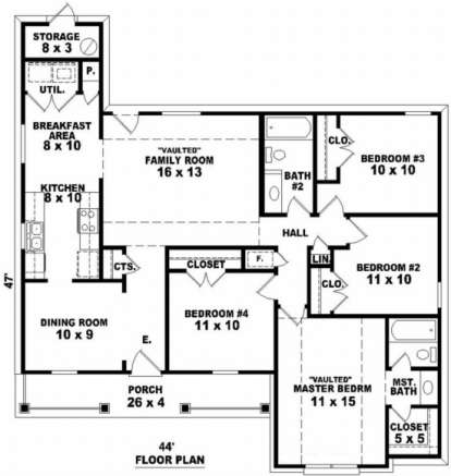 Floorplan 1 for House Plan #053-00361