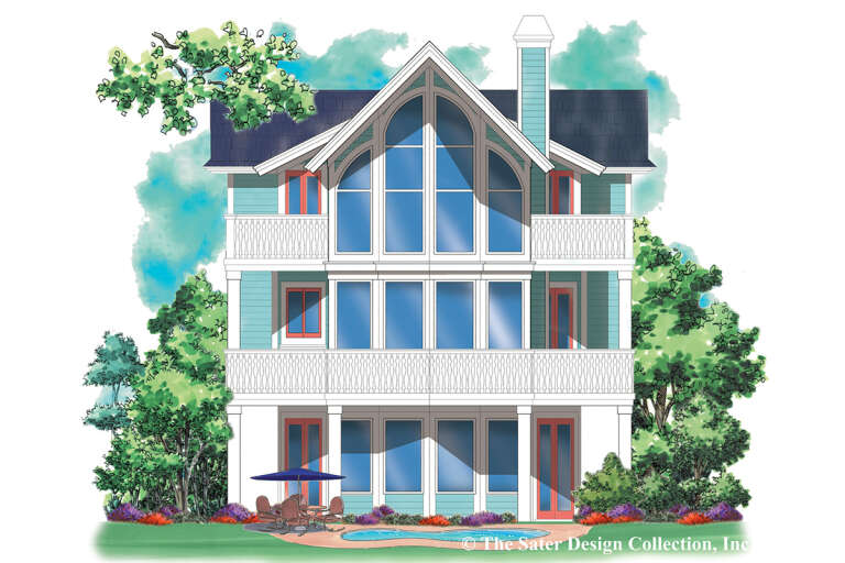 Coastal House Plan #8436-00084 Elevation Photo