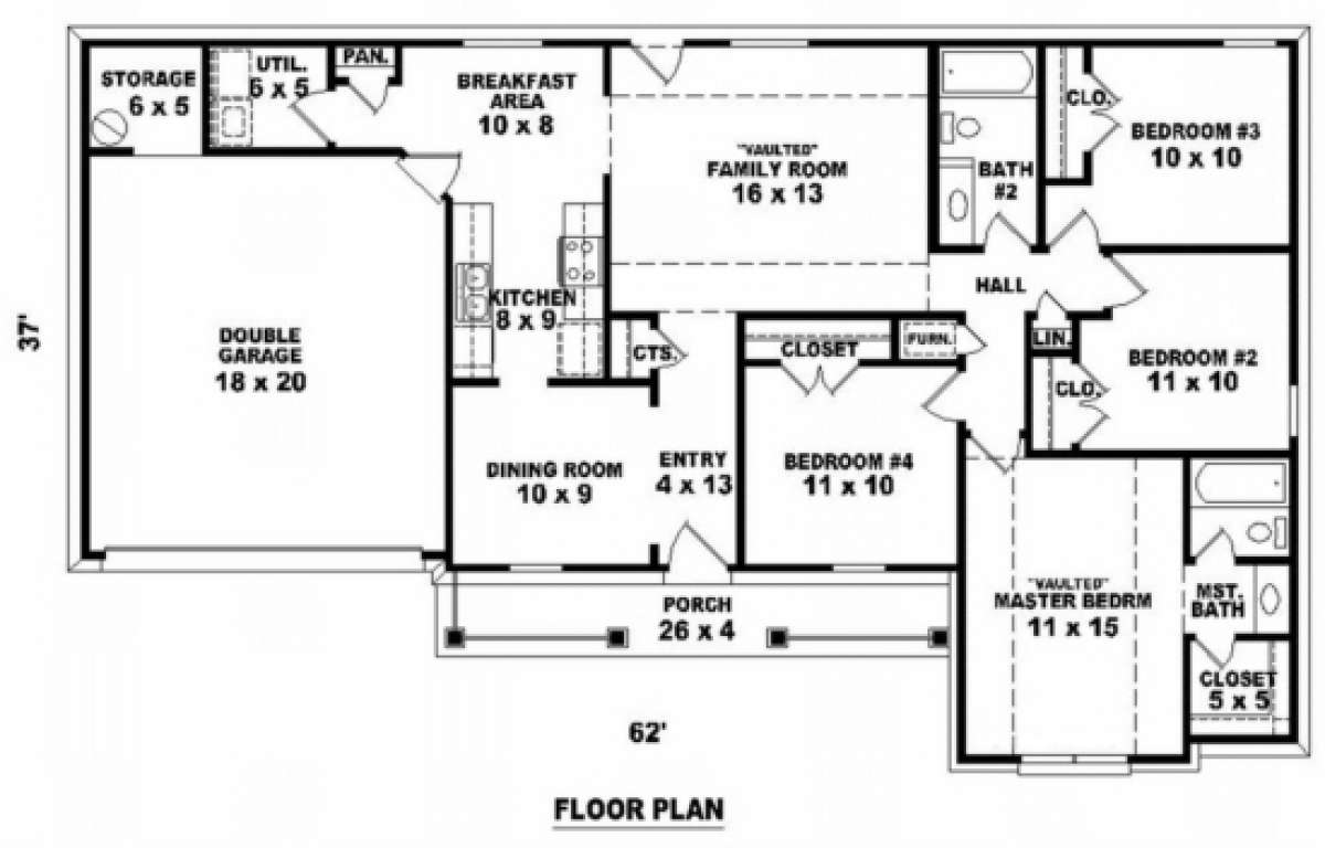 Floorplan 1 for House Plan #053-00363