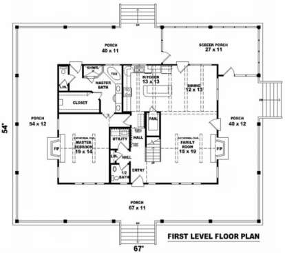 Floorplan 1 for House Plan #053-00365