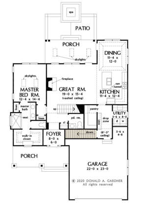 Main Floor w/ Basement Stair Location for House Plan #2865-00070