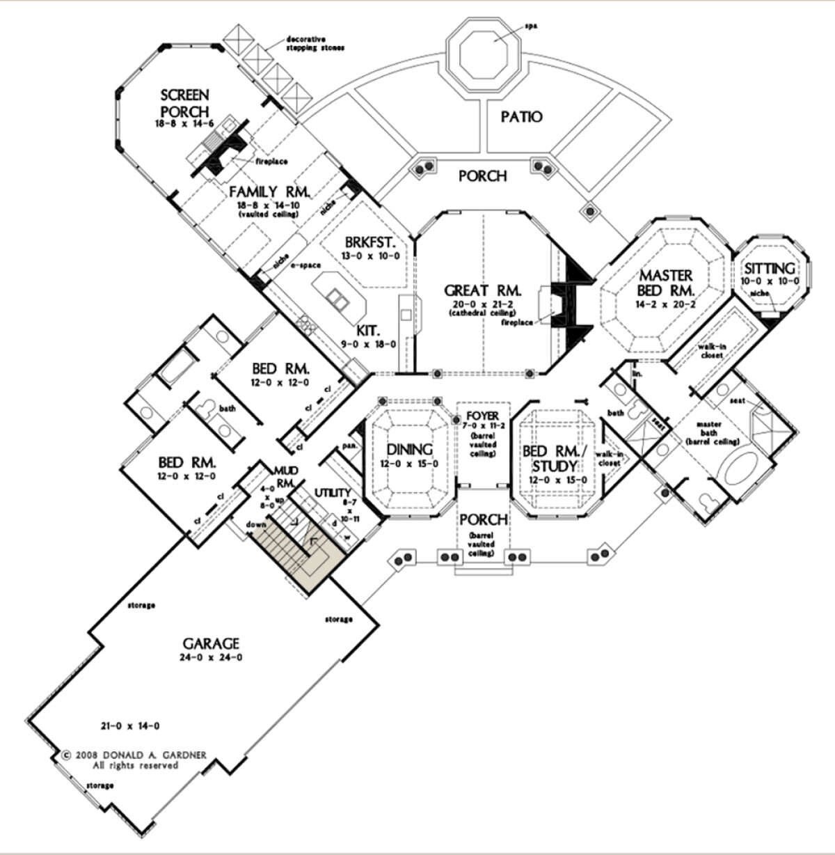 Main Floor w/ Basement Stair Location for House Plan #2865-00071