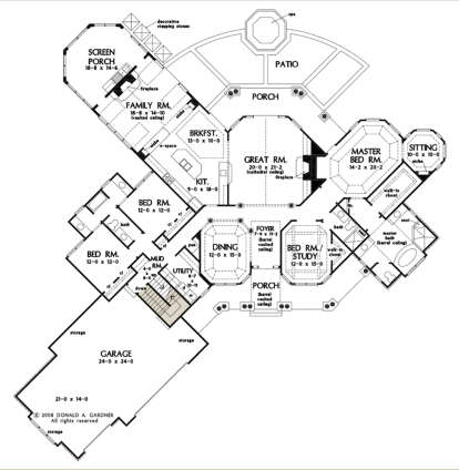 Main Floor w/ Basement Stair Location for House Plan #2865-00071