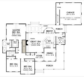 Main Floor w/ Basement Stair Location for House Plan #2865-00073
