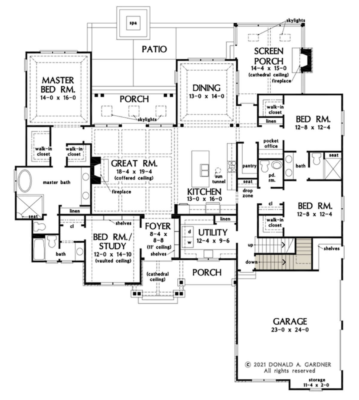 Main Floor w/ Basement Stair Location for House Plan #2865-00076