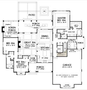 Main Floor w/ Basement Stair Location for House Plan #2865-00077