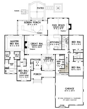 Main Floor w/ Basement Stair Location for House Plan #2865-00078