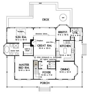 Main Floor w/ Basement Stair Location for House Plan #2865-00079