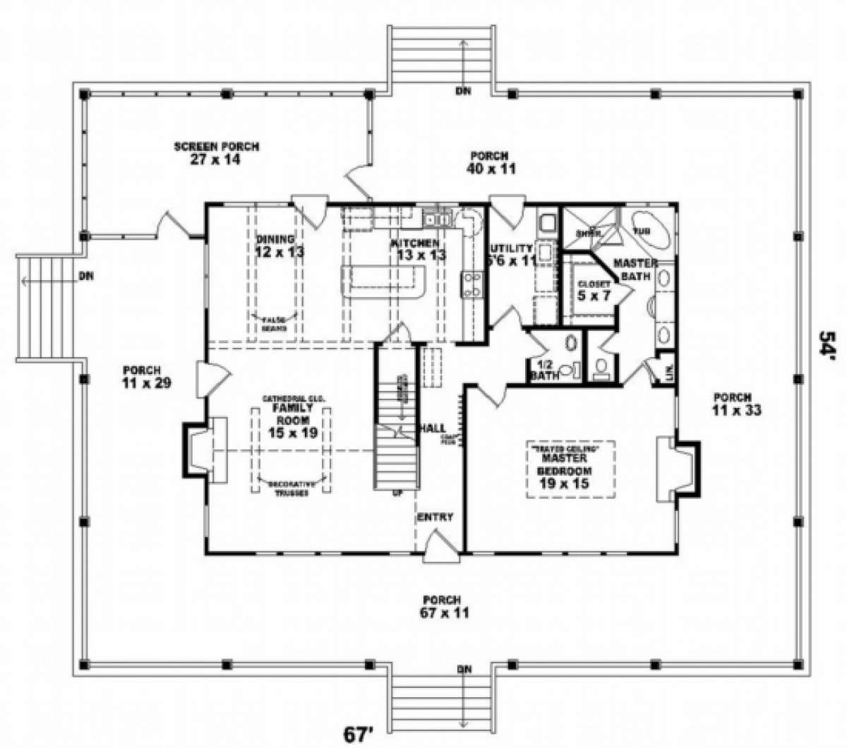 Floorplan 1 for House Plan #053-00367
