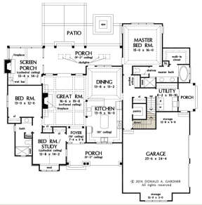 Main Floor w/ Basement Stair Location for House Plan #2865-00081