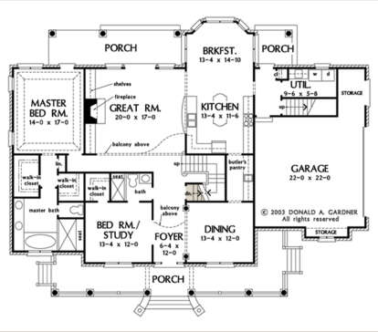 Main Floor w/ Basement Stair Location for House Plan #2865-00083