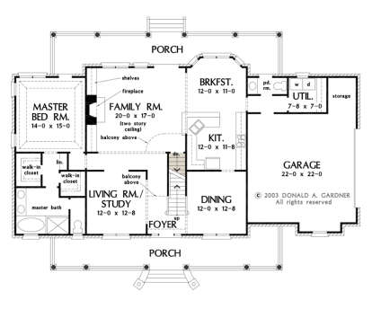 Main Floor w/ Basement Stair Location for House Plan #2865-00086