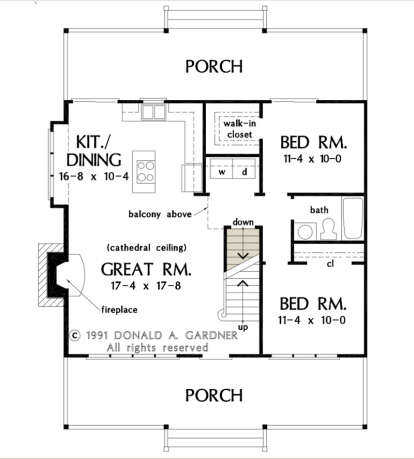 Main Floor w/ Basement Stair Location for House Plan #2865-00087
