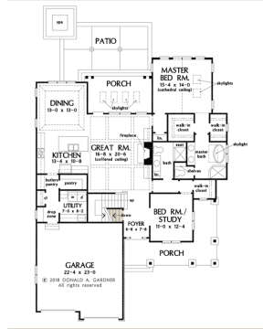 Main Floor w/ Basement Stair Location for House Plan #2865-00088