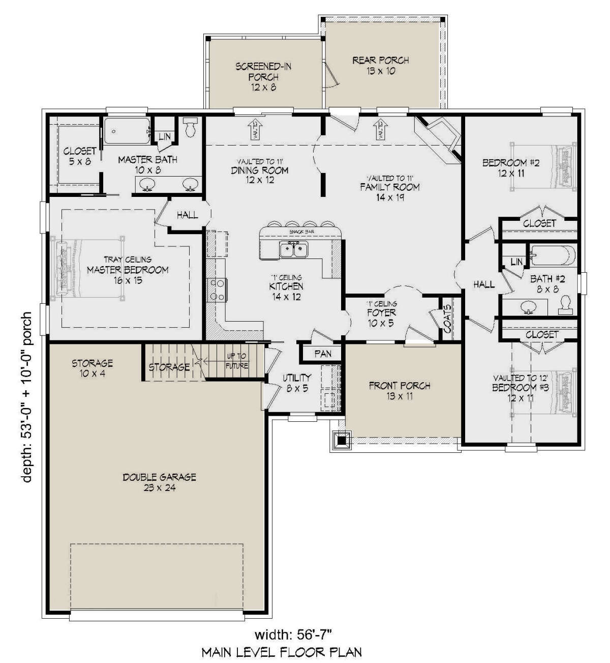 Traditional Plan: 1,600 Square Feet, 3 Bedrooms, 2 Bathrooms - 940-00503