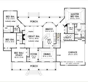 Main Floor w/ Basement Stair Location for House Plan #2865-00089