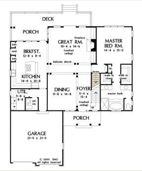 Main Floor w/ Basement Stair Location for House Plan #2865-00090