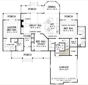 Main Floor w/ Basement Stair Location for House Plan #2865-00091