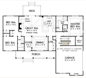 Main Floor w/ Basement Stair Location for House Plan #2865-00092