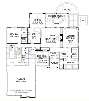 Main Floor w/ Basement Stair Location for House Plan #2865-00093