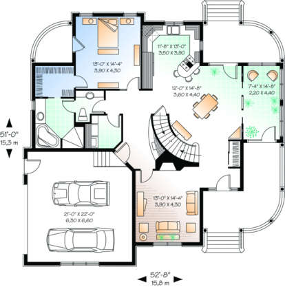 First Floor for House Plan #034-00017