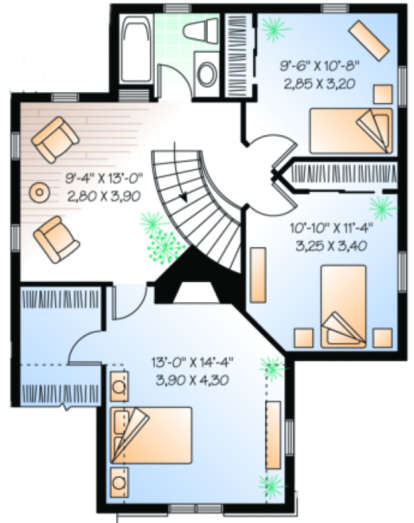 Second Floor for House Plan #034-00017