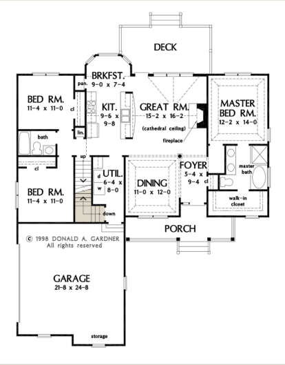 Main Floor w/ Basement Stair Location for House Plan #2865-00097