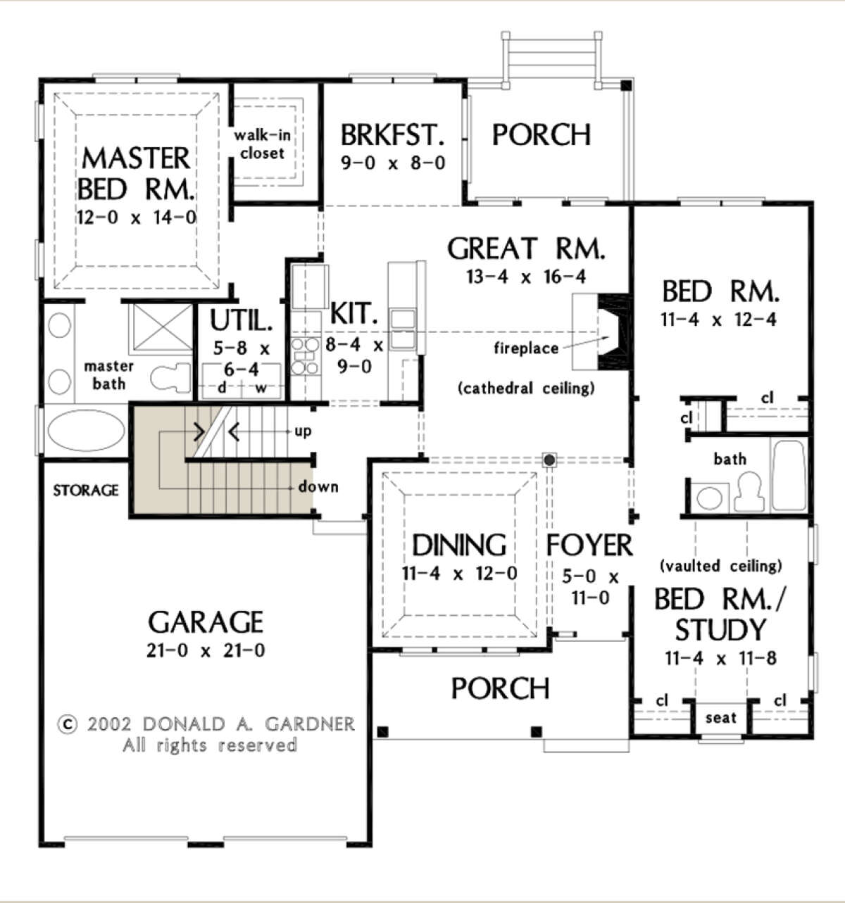 Main Floor w/ Basement Stair Location for House Plan #2865-00098