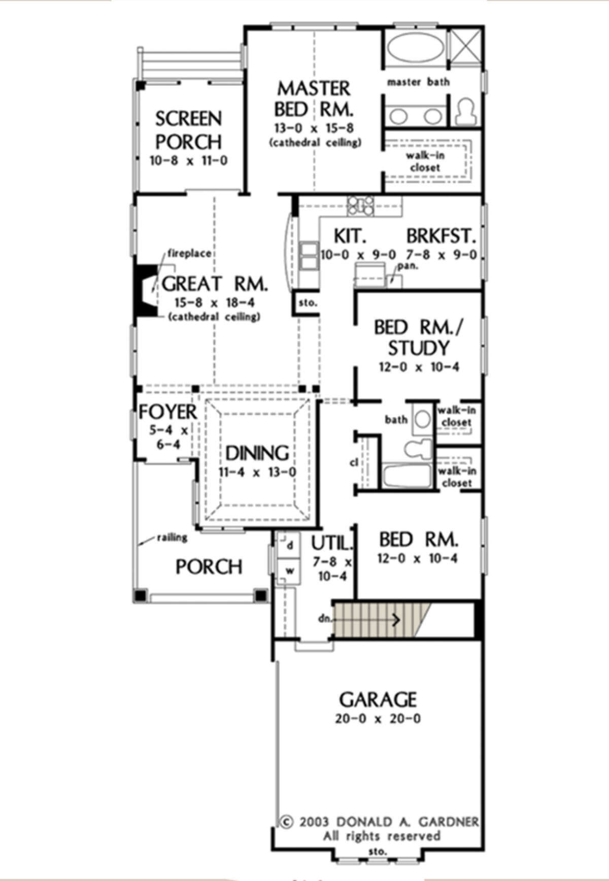 Main Floor w/ Basement Stairs Location for House Plan #2865-00099