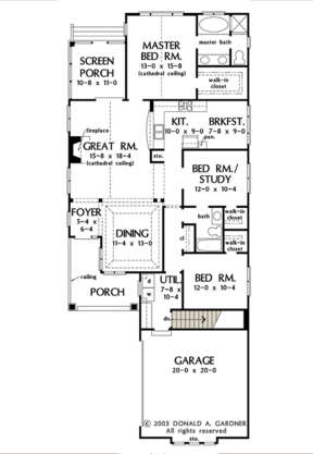 Main Floor w/ Basement Stairs Location for House Plan #2865-00099