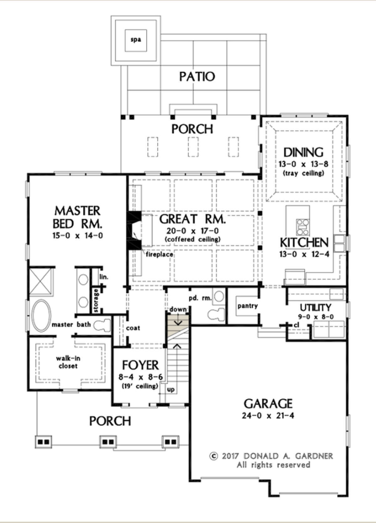 Main Floor w/ Basement Stair Location for House Plan #2865-00104