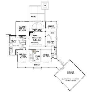 Main Floor w/ Basement Stair Location for House Plan #2865-00106
