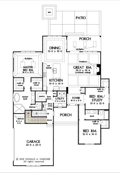 Main Floor w/ Basement Stair Location for House Plan #2865-00109