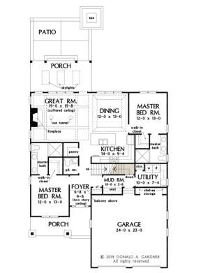 Main Floor w/ Basement Stair Location for House Plan #2865-00111