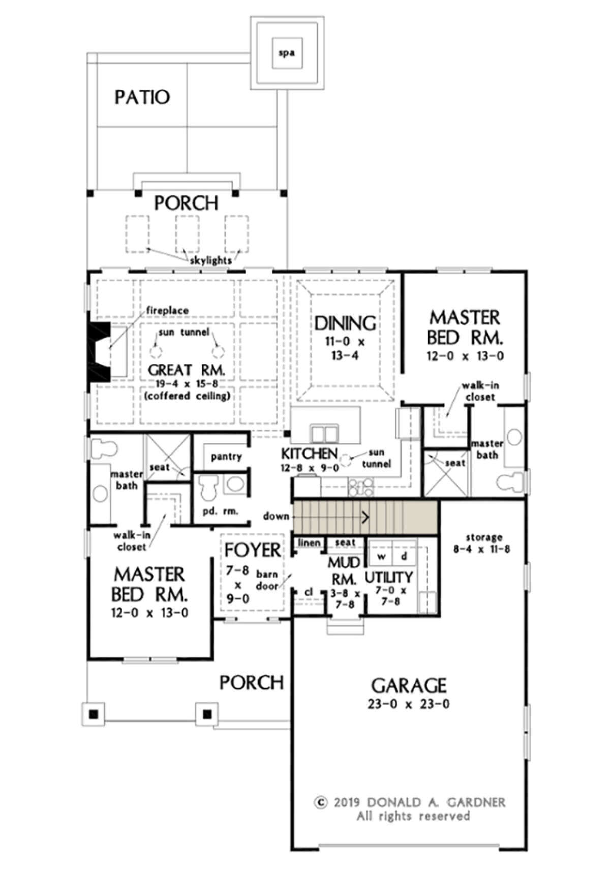 Main Floor w/ Basement Stairs Location for House Plan #2865-00112