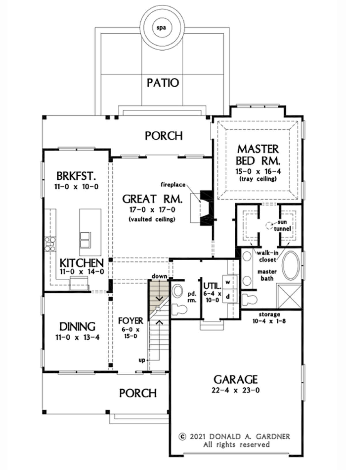 Main Floor w/ Basement Stair Location for House Plan #2865-00122