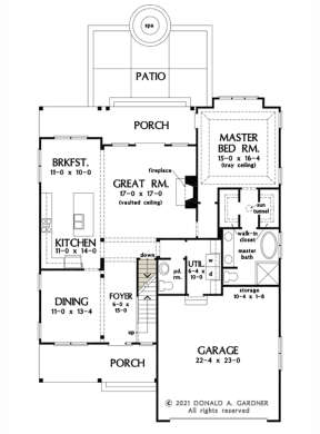 Main Floor w/ Basement Stair Location for House Plan #2865-00122