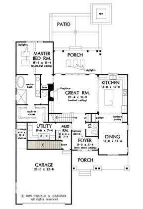 Main Floor w/ Basement Stair Location for House Plan #2865-00137