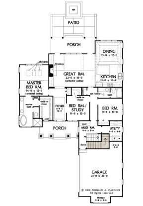 Main Floor w/ Basement Stair Location for House Plan #2865-00139