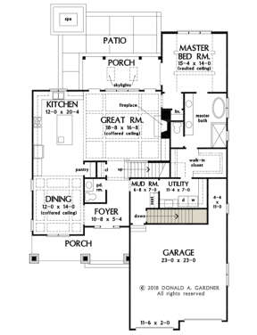 Main Floor w/ Basement Stair Location for House Plan #2865-00140
