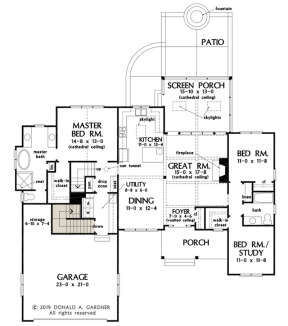 Main Floor w/ Basement Stair Location for House Plan #2865-00142