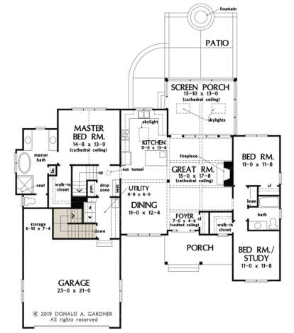 Main Floor w/ Basement Stair Location for House Plan #2865-00142