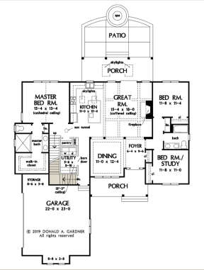 Main Floor w/ Basement Stair Location for House Plan #2865-00143