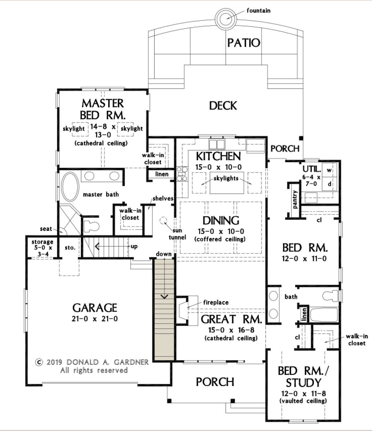 Main Floor w/ Basement Stair Location for House Plan #2865-00144