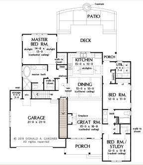 Main Floor w/ Basement Stair Location for House Plan #2865-00144