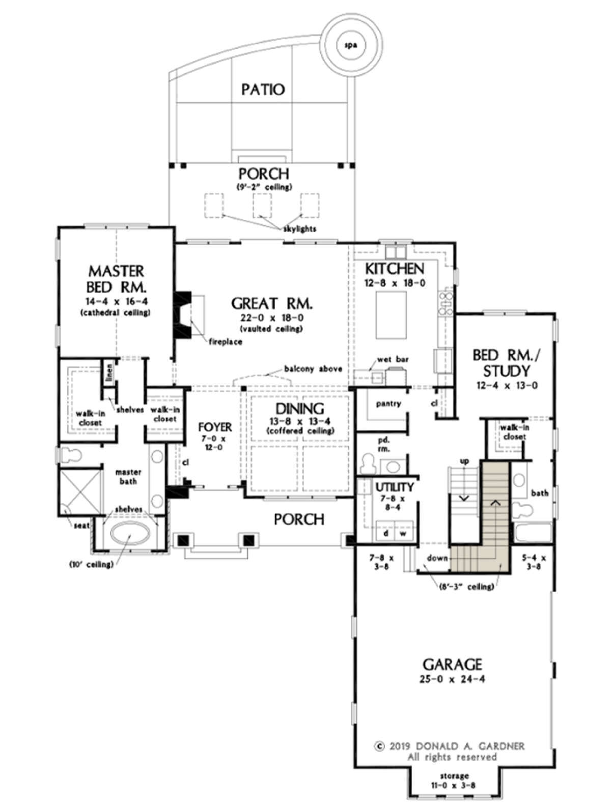 Main Floor w/ Basement Stair Location for House Plan #2865-00145