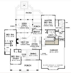 Main Floor w/ Basement Stair Location for House Plan #2865-00147