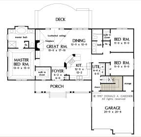 Main Floor w/ Basement Stair Location for House Plan #2865-00151