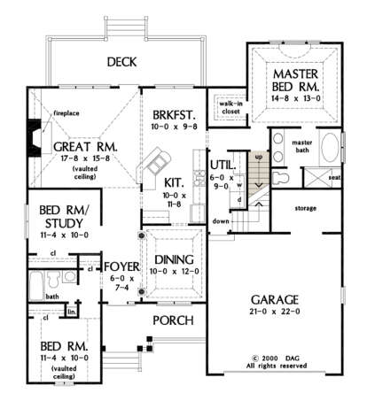Main Floor w/ Basement Stair Location for House Plan #2865-00152